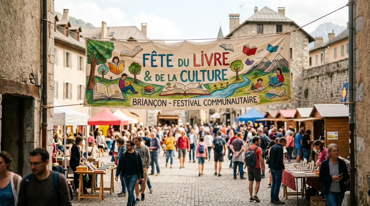 Stand institutionnel de l'association lors d'un événement civique à Briançon